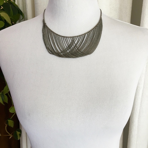 SALE Vintage Sterling Silver Bib Necklace - Picture 2 of 5